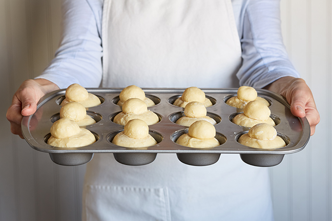 Brioche dough ready for oven
