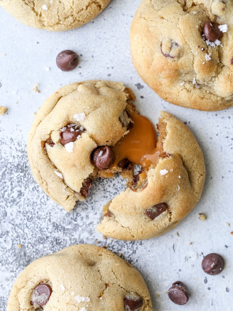 Caramel Stuffed Chocolate Chip Cookies