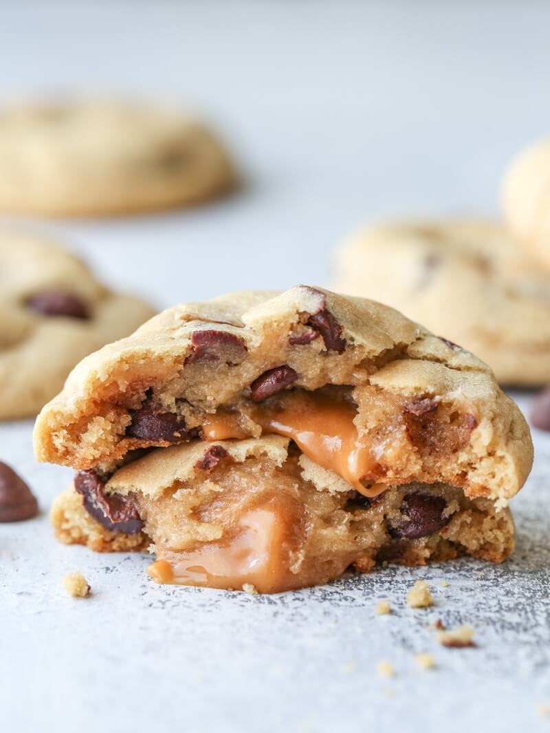 Caramel Stuffed Chocolate Chip Cookies