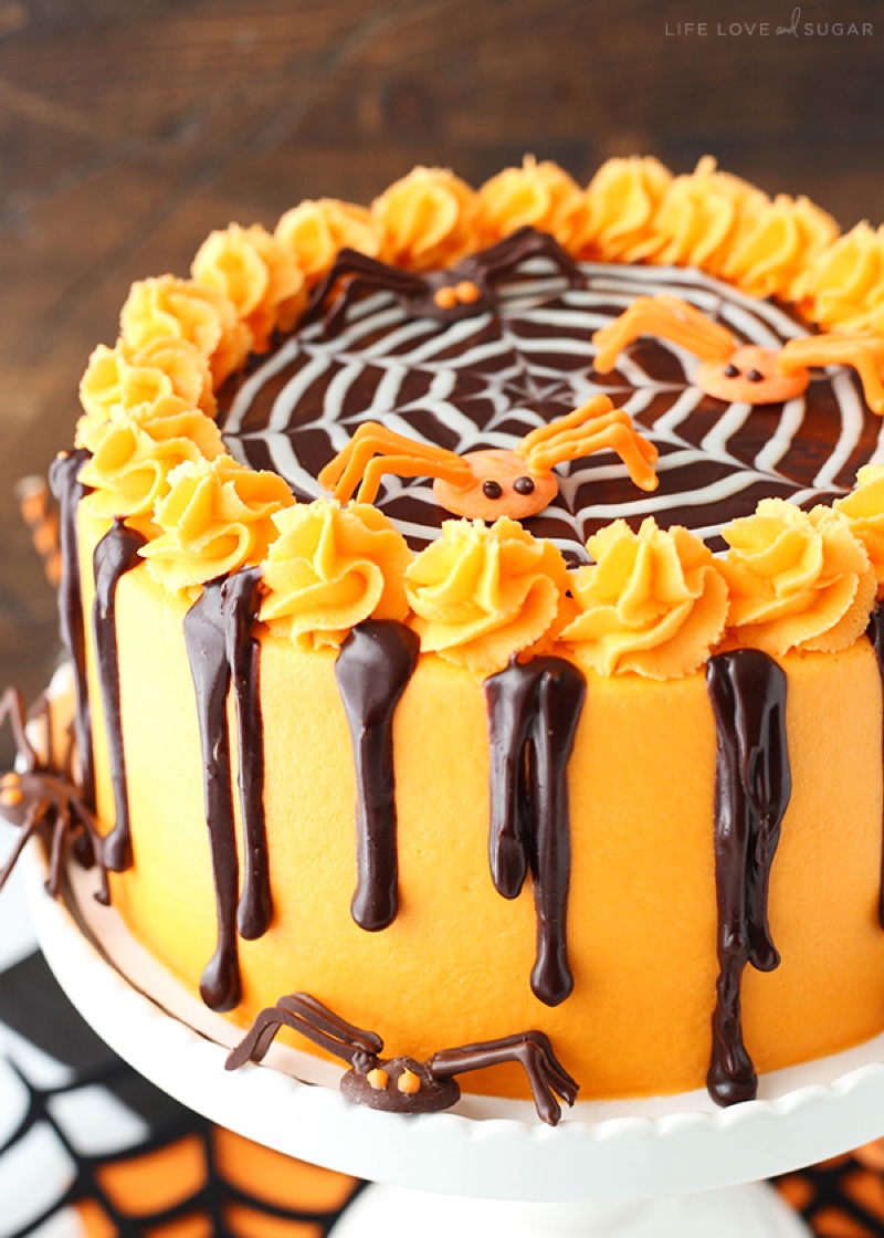 Spiderweb Chocolate Cake with Vanilla Frosting