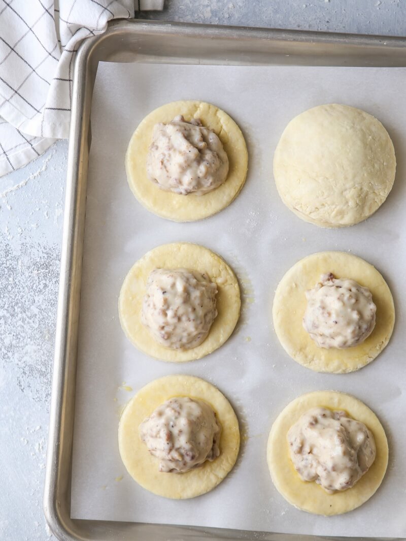 Sausage Gravy Stuffed Biscuits