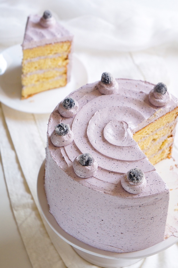 Vanilla Chiffon Cake with Blueberry Buttercream Recipe