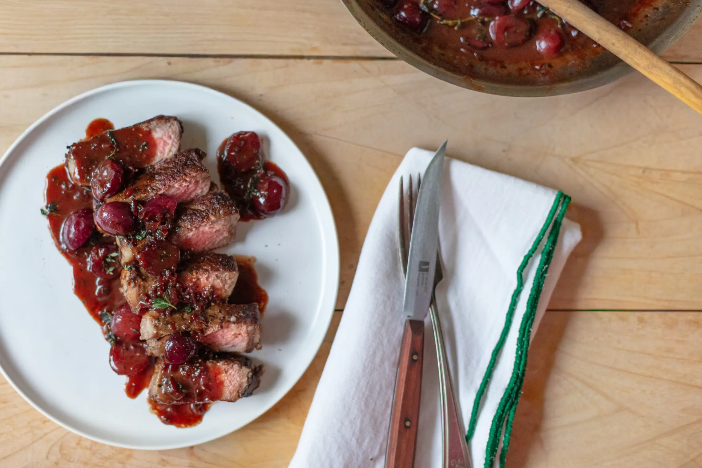 Steak with Balsamic Cherry Butter Sauce