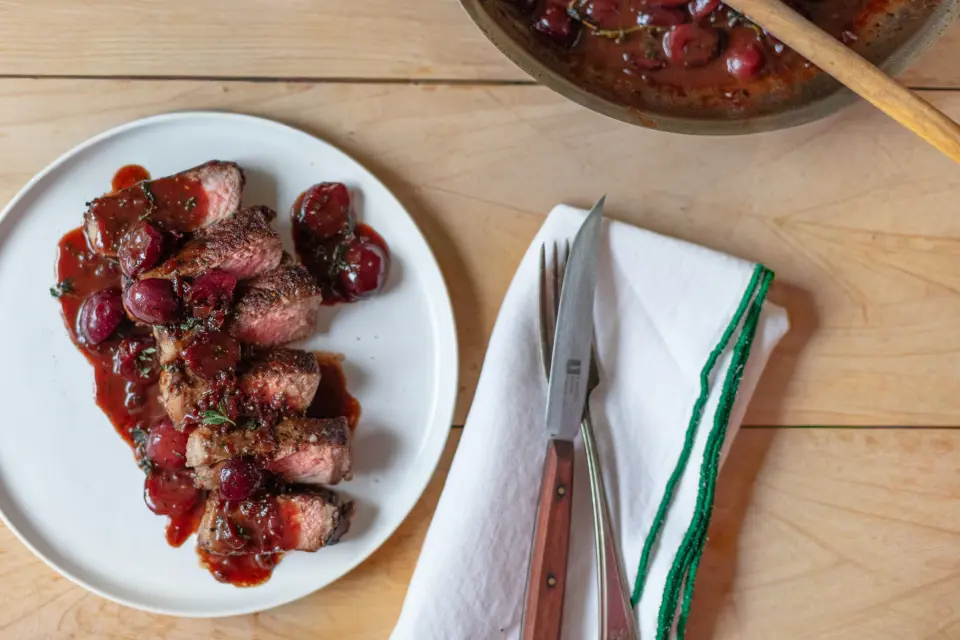 Steak with Balsamic Cherry Butter Sauce