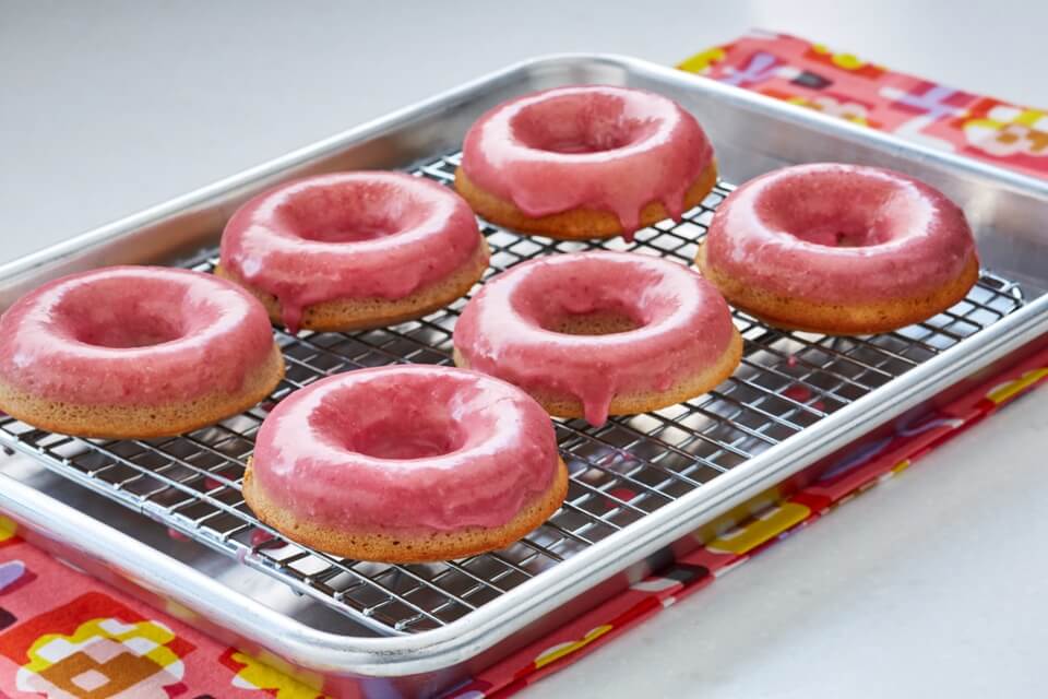 Baked Donuts with Raspberry Glaze