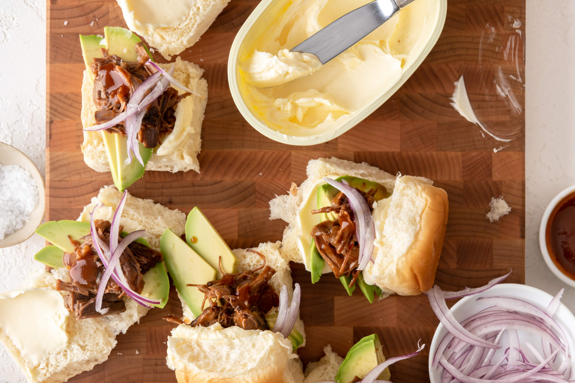 BBQ Brisket Sliders with Avocado and Red Onion