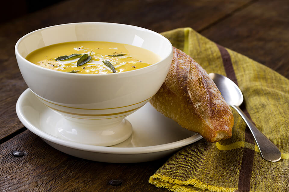 Butternut Squash Soup with Browned Butter and Sage