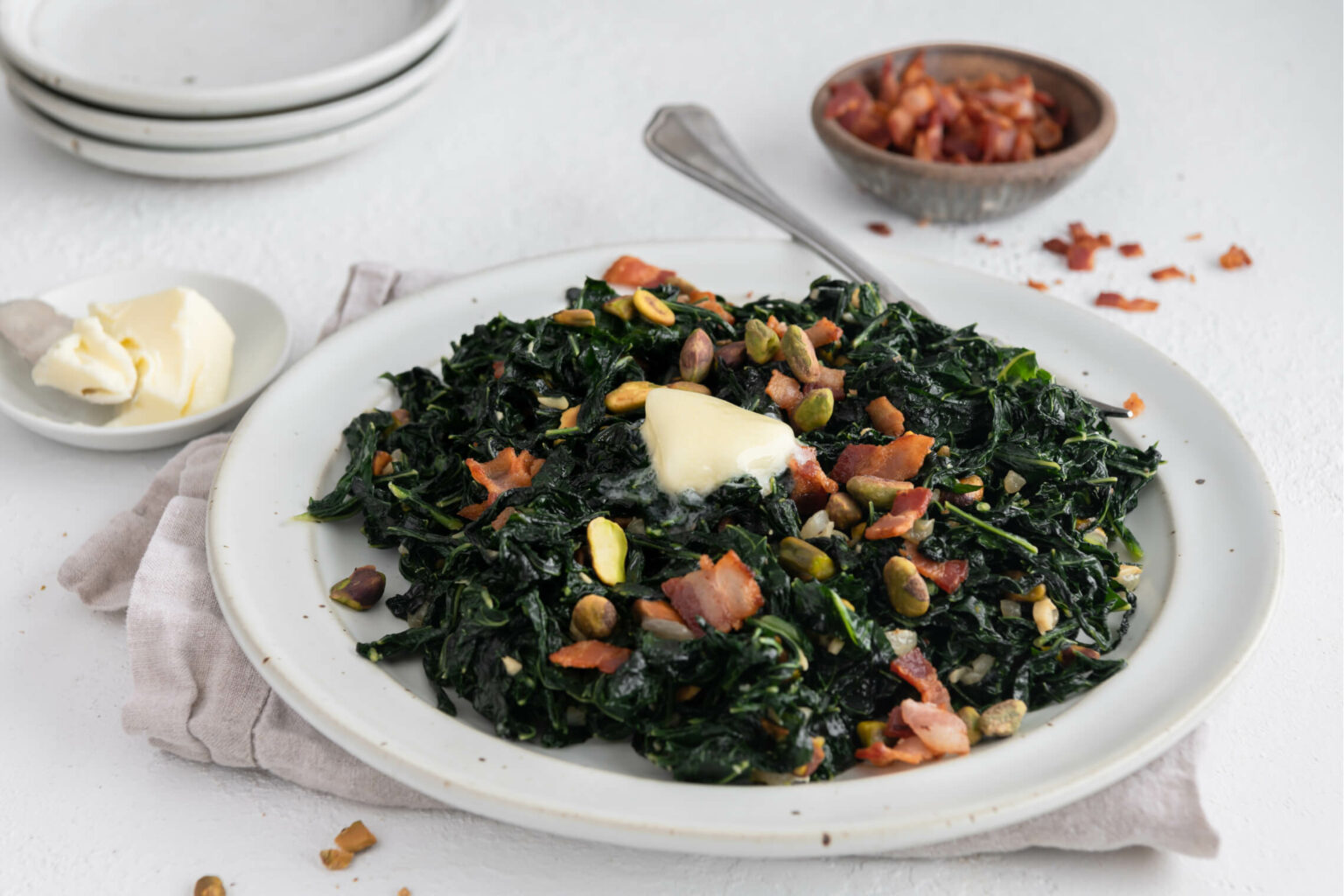 Collard Greens with Pistachios and Bacon Challenge Dairy