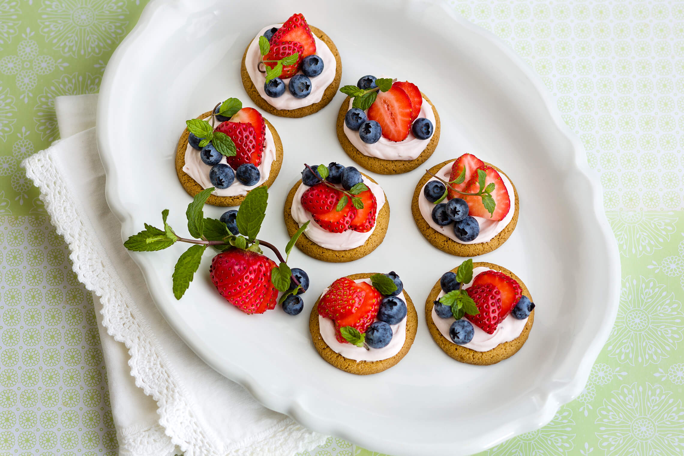 Fresh Berries & Strawberry Cream Cheese Tartlets