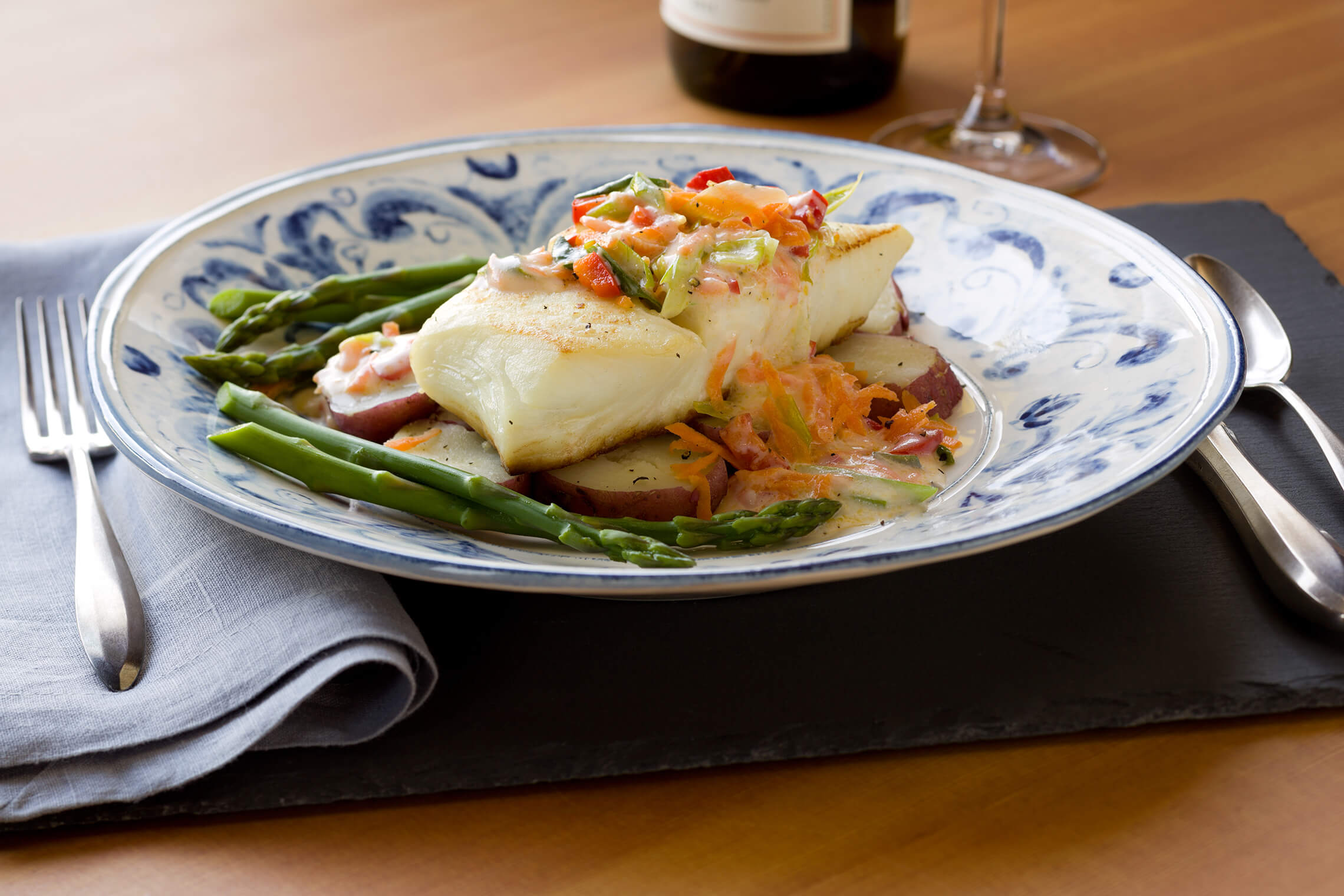 Halibut in a Buttery Vegetable Sauce