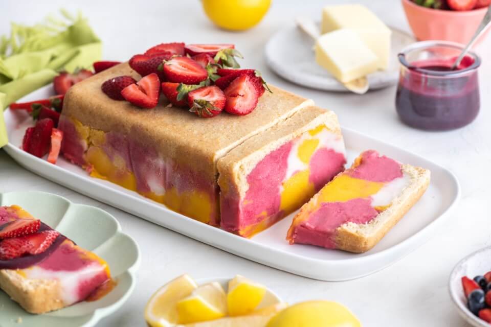Marbled Sorbet Loaf with Berry Sauce