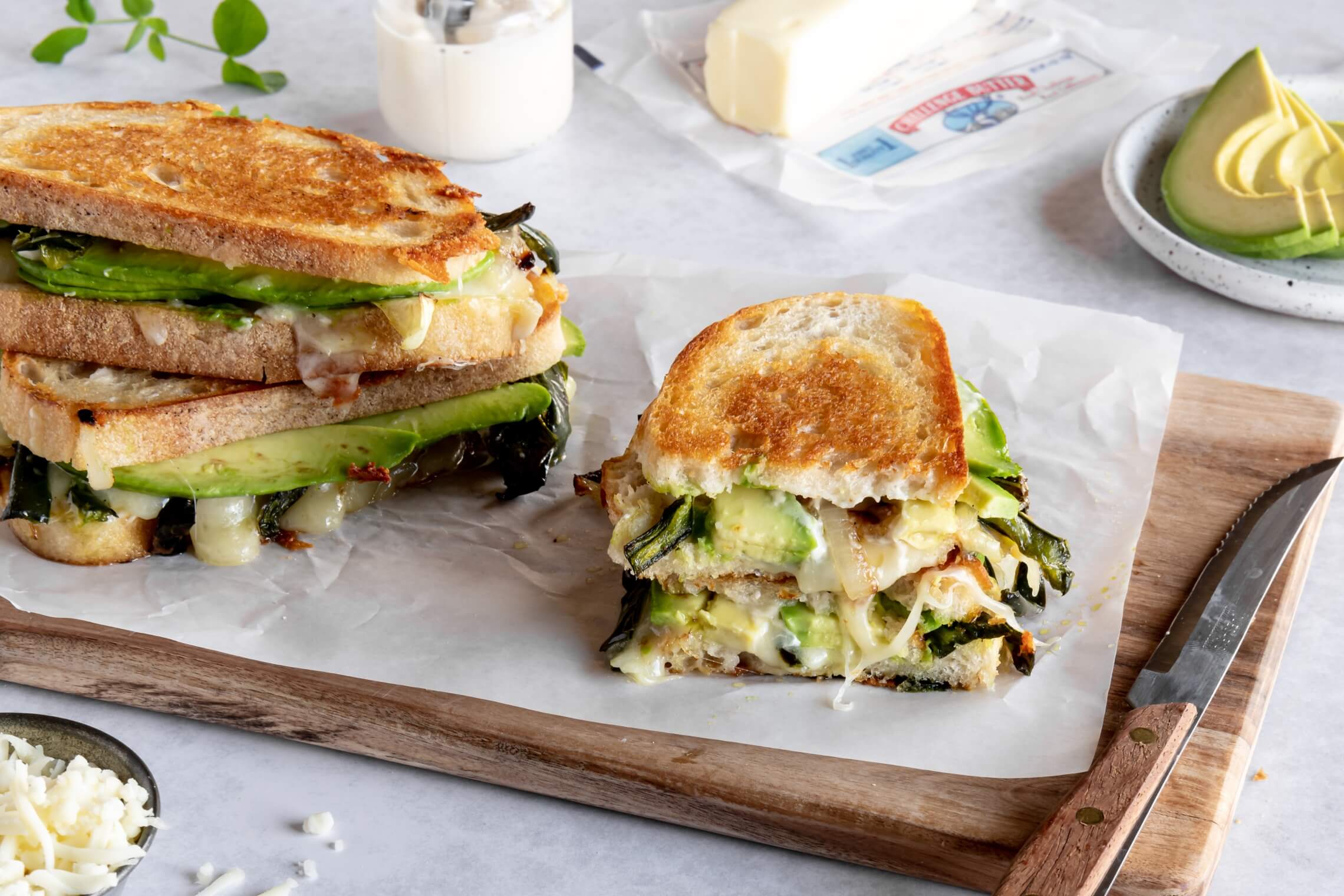 Onion and Avocado Grilled Cheese