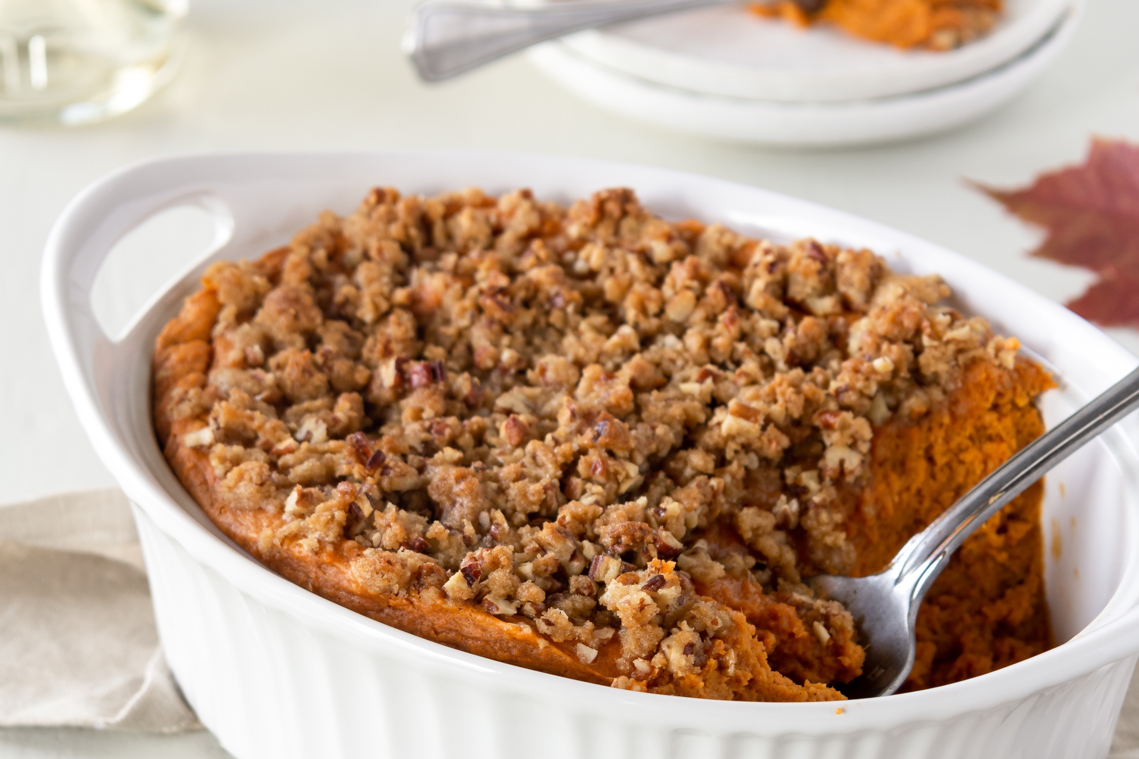 Sweet Potato Soufflé with Butter Pecan Topping