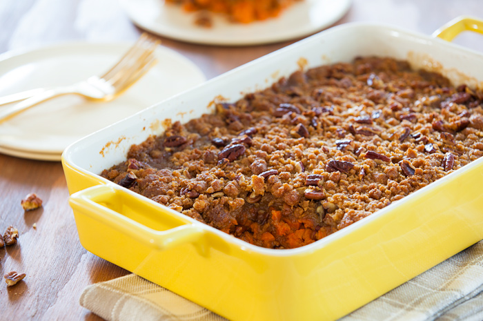 Maple-Glazed Yams with Butter Pecan Topping